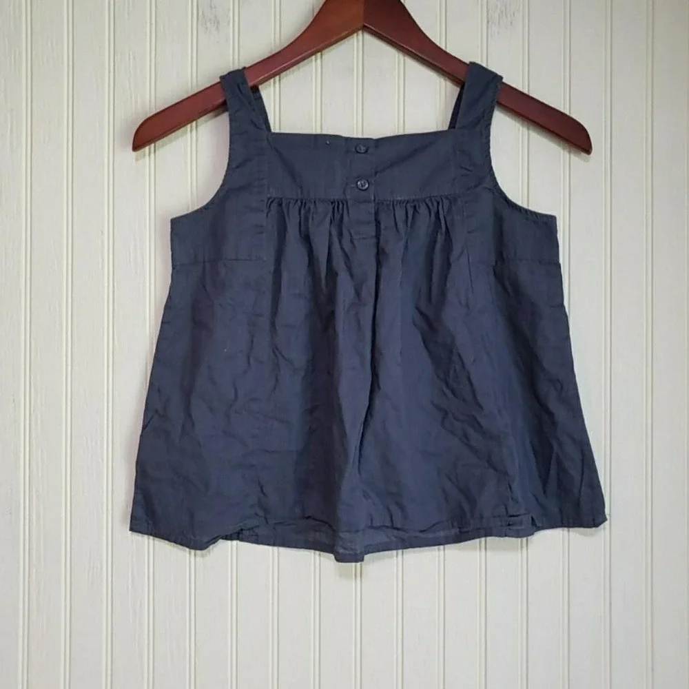 OshKosh B'gosh Tank Top Girls 12 Gray Embroidered Square Neck Summer Shirt